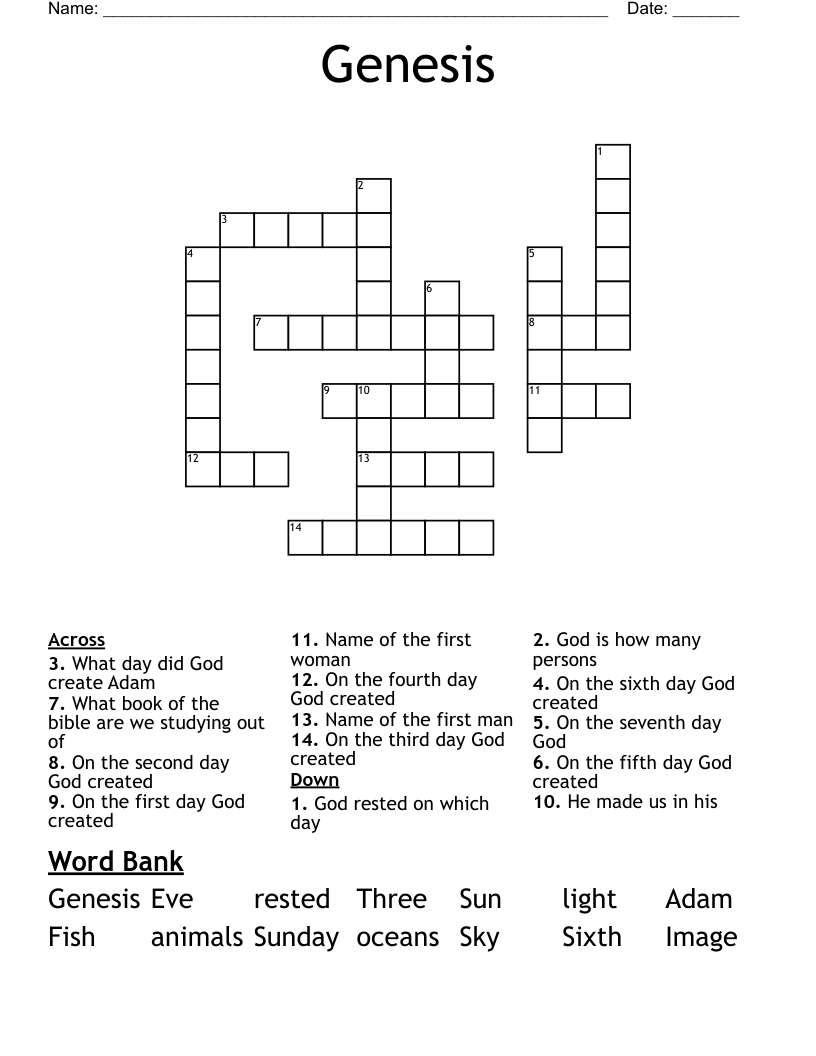 Genesis Crossword WordMint