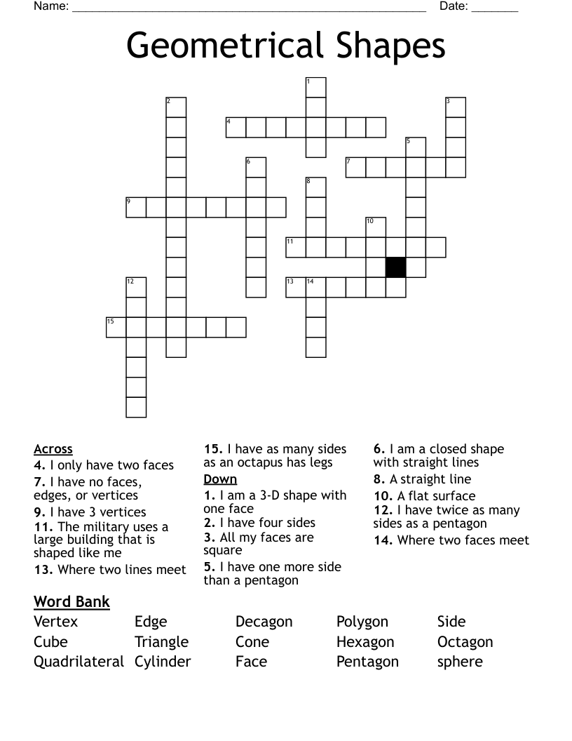 Geometrical Shapes Crossword WordMint