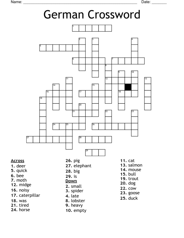 German Crossword WordMint