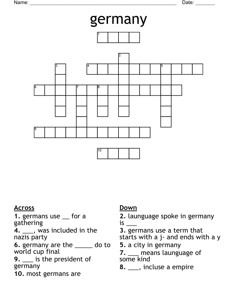 Germany Crossword WordMint