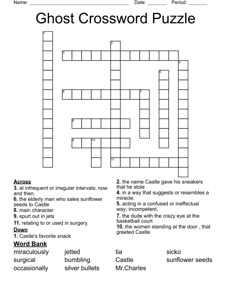 Ghost Crossword Puzzle WordMint