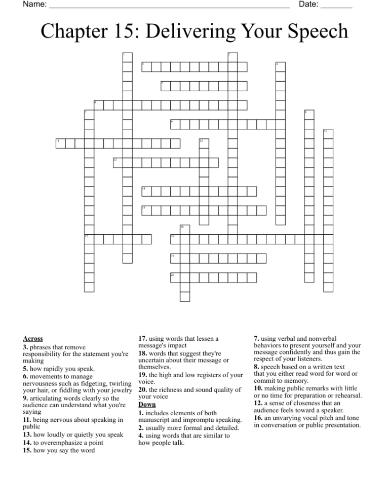 Give A Formal Speech Crossword Prntbl concejomunicipaldechinu gov co