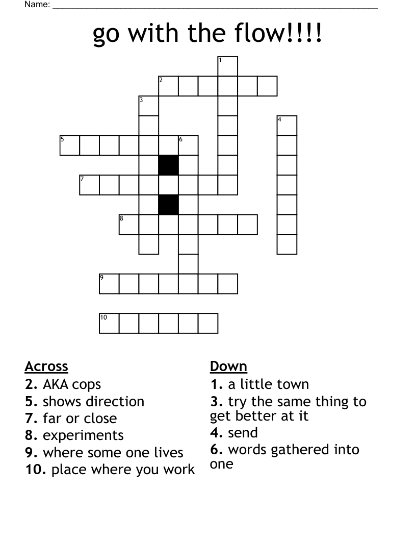 Go With The Flow Crossword WordMint