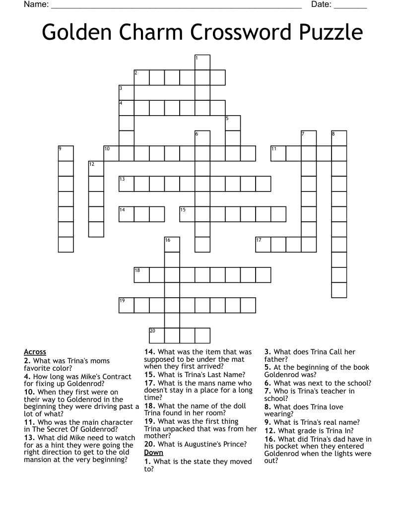 Golden Charm Crossword Puzzle WordMint