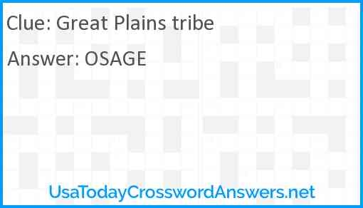 Great Plains Tribe Crossword Clue UsaTodayCrosswordAnswers