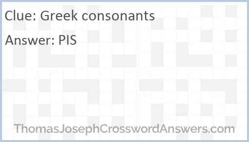 Greek Consonants Crossword Clue ThomasJosephCrosswordAnswers