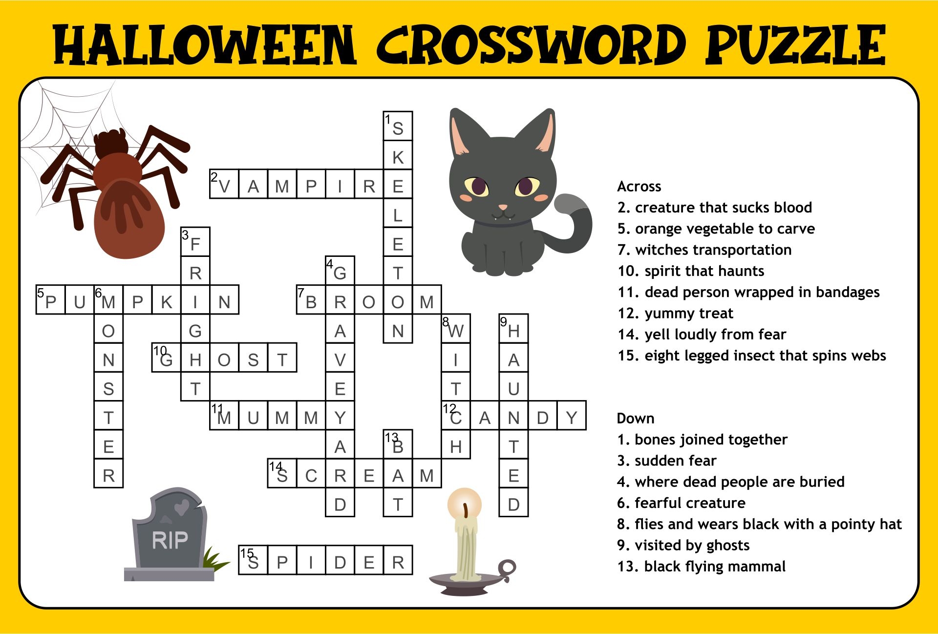 Halloween Crossword Puzzle 15 Free PDF Printables Printablee