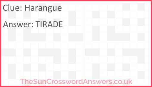 Harangue Crossword Clue TheSunCrosswordAnswers co uk