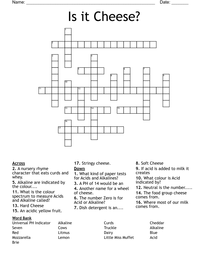 Hard Italian Cheese Crossword