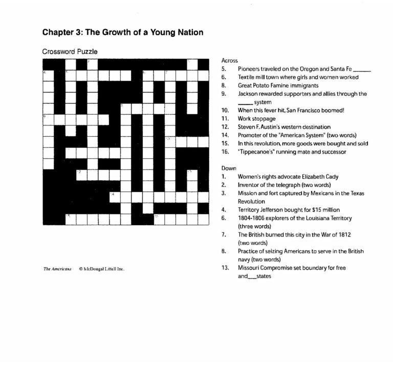 History Crossword Puzzles Pdf
