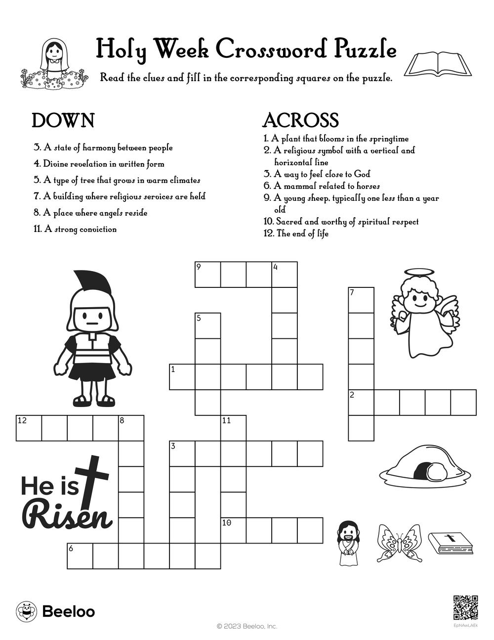 Holy Week Crossword Puzzle Beeloo Printable Crafts And Activities For 