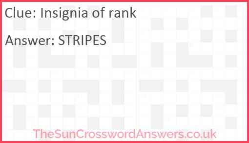 Insignia Of Rank Crossword Clue TheSunCrosswordAnswers co uk