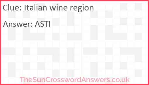 Italian Wine Region Crossword Clue TheSunCrosswordAnswers co uk