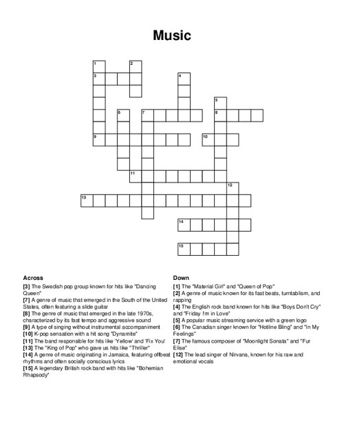 Jazz Musicians Crossword Puzzle