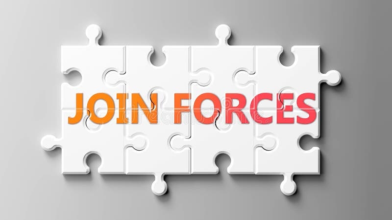Join Forces Diagram Means Work Together And Partnership Stock