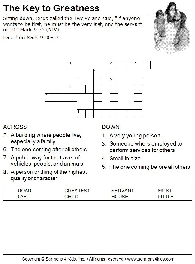Key To Greatness Crossword In 2020 Bible Crossword Childrens Sermons 
