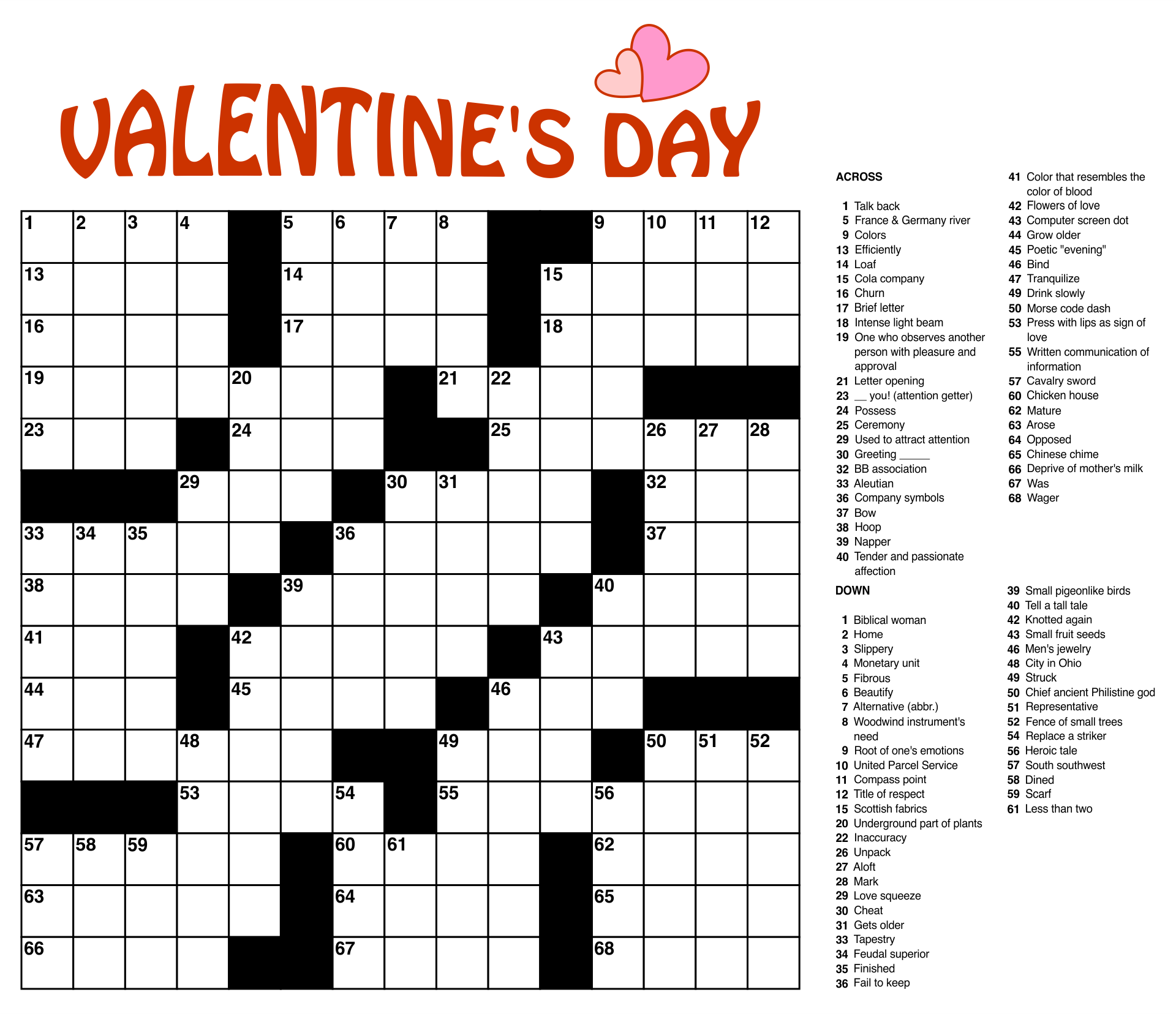 Large Crossword Puzzle Printable