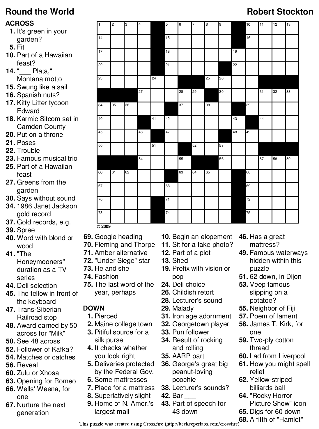 Large Print Printable Crossword Puzzles