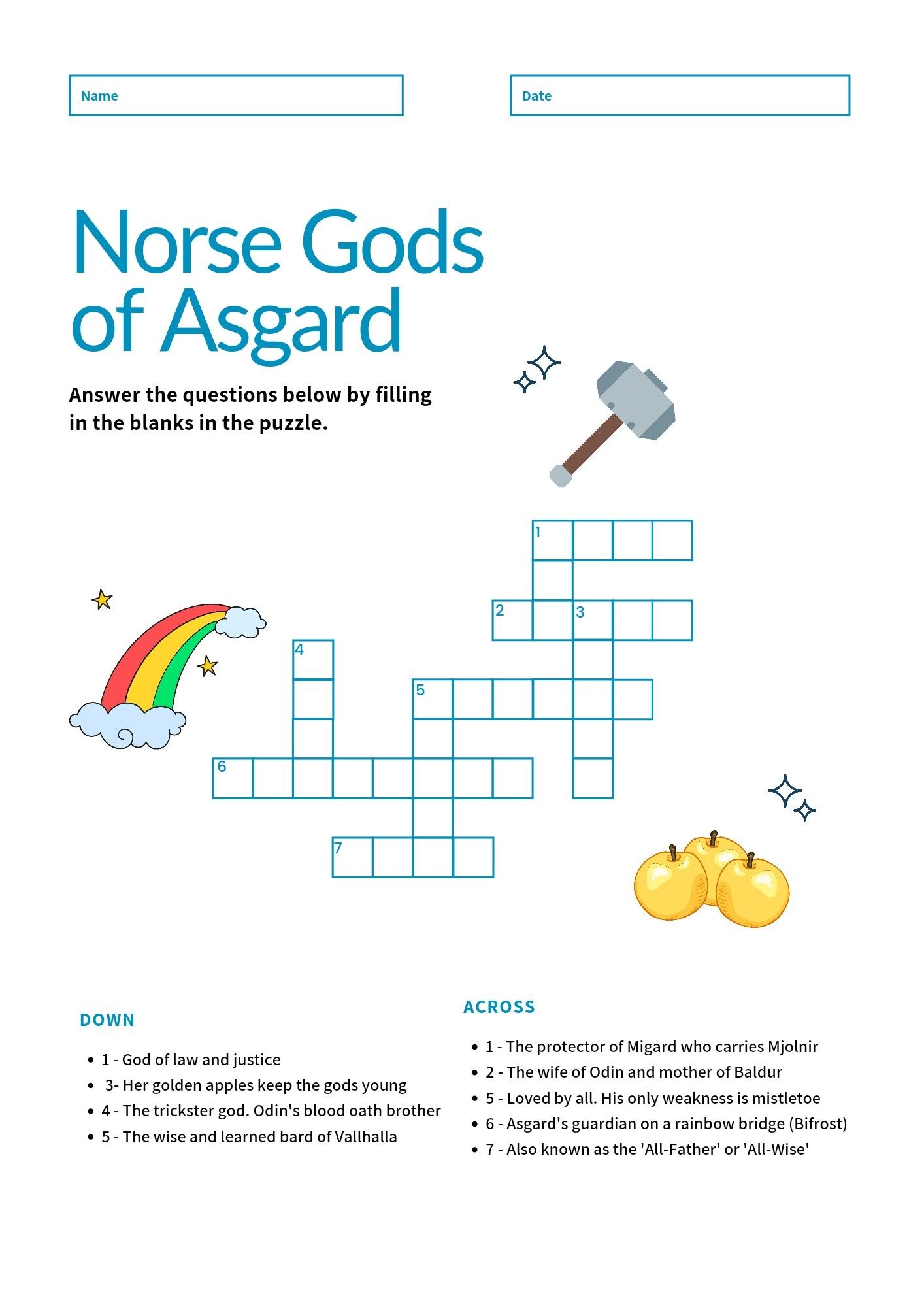 Learn About The Norse Gods Of Asgard In This Fun And Simple Crossword