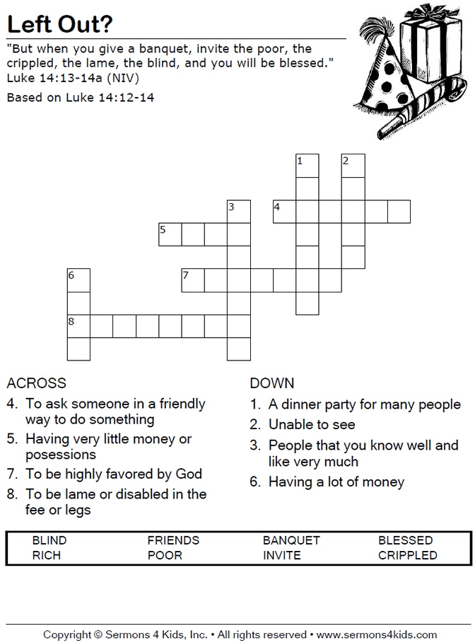 Left Out Crossword Sermons4Kids