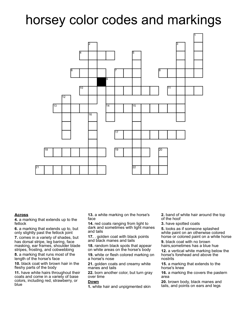 Light Reddish Brown Horses Crossword