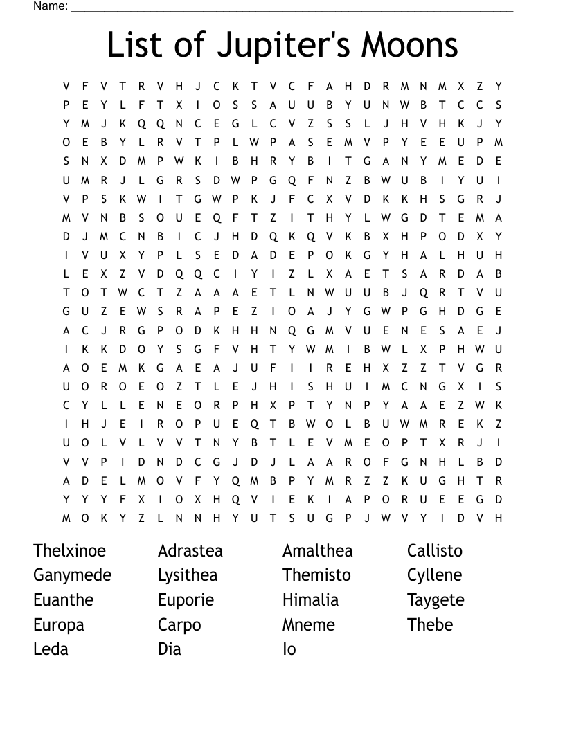 List Of Jupiter s Moons Word Search WordMint