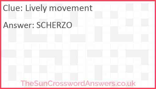 Lively Movement Crossword Clue TheSunCrosswordAnswers co uk