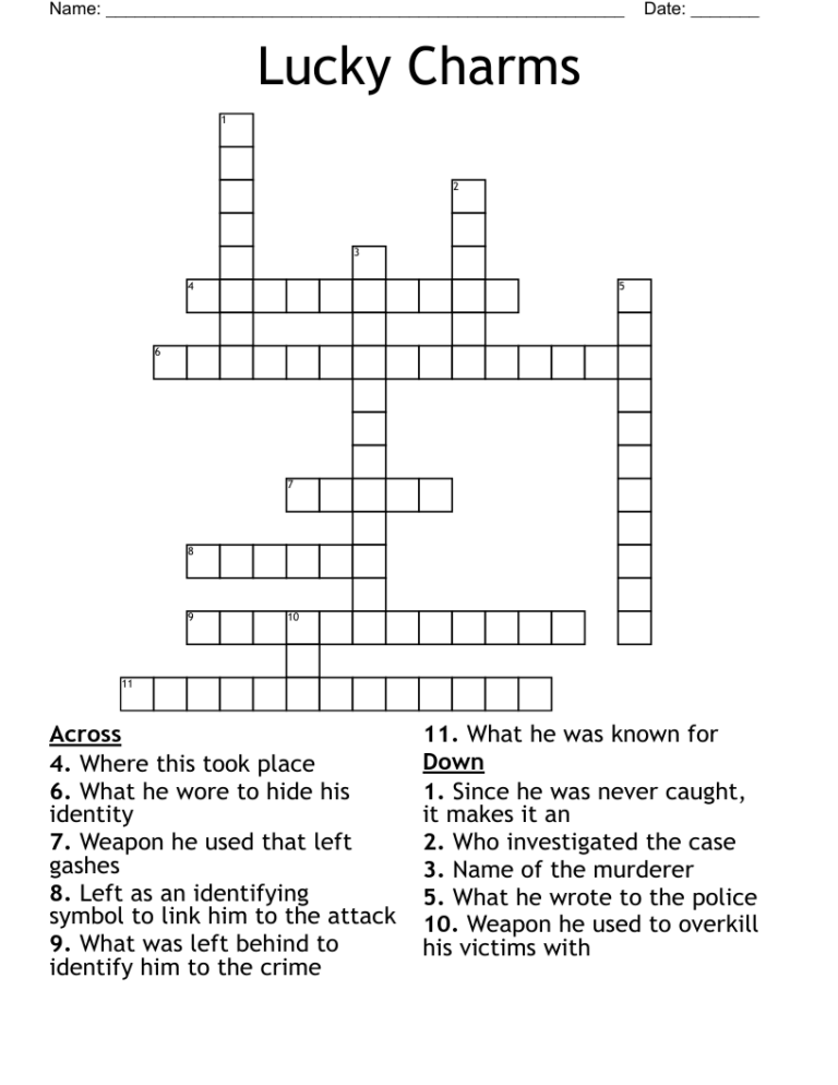 Lucky Charms Crossword WordMint