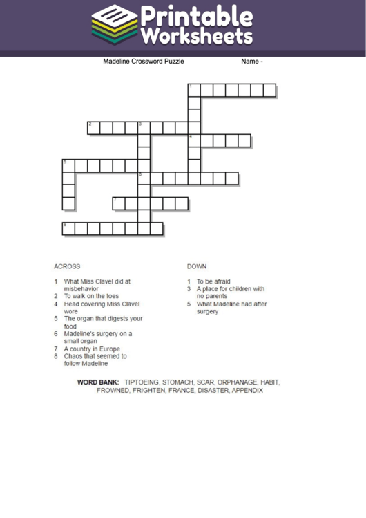 Madeline Crossword Puzzle Template Printable Pdf Download
