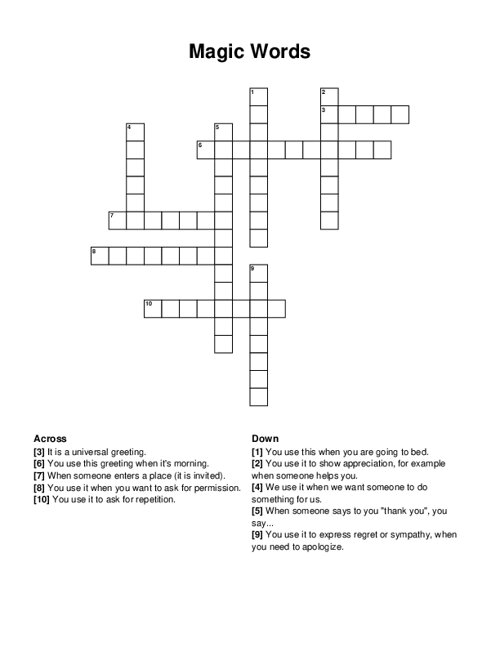 Magic Words Crossword Puzzle