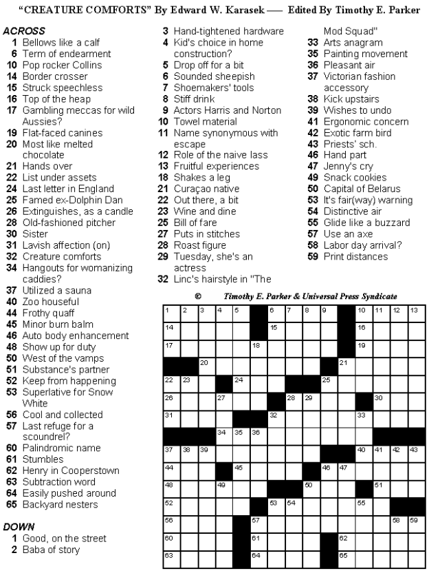 Medium Difficulty Printable Crossword Puzzles