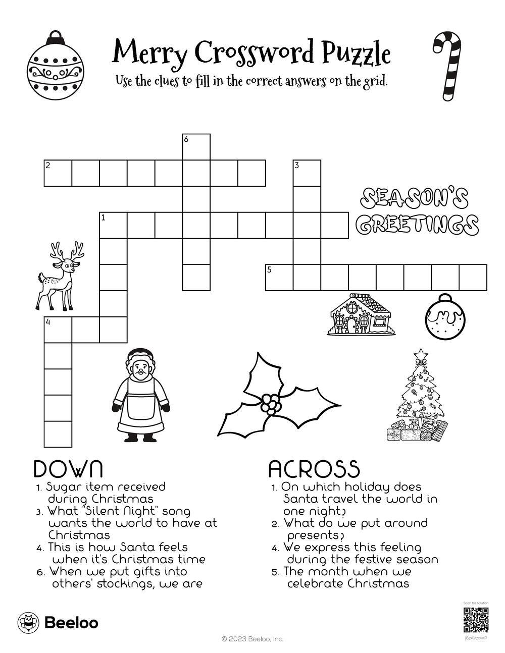 Merry Crossword Puzzle Beeloo Printable Crafts And Activities For Kids