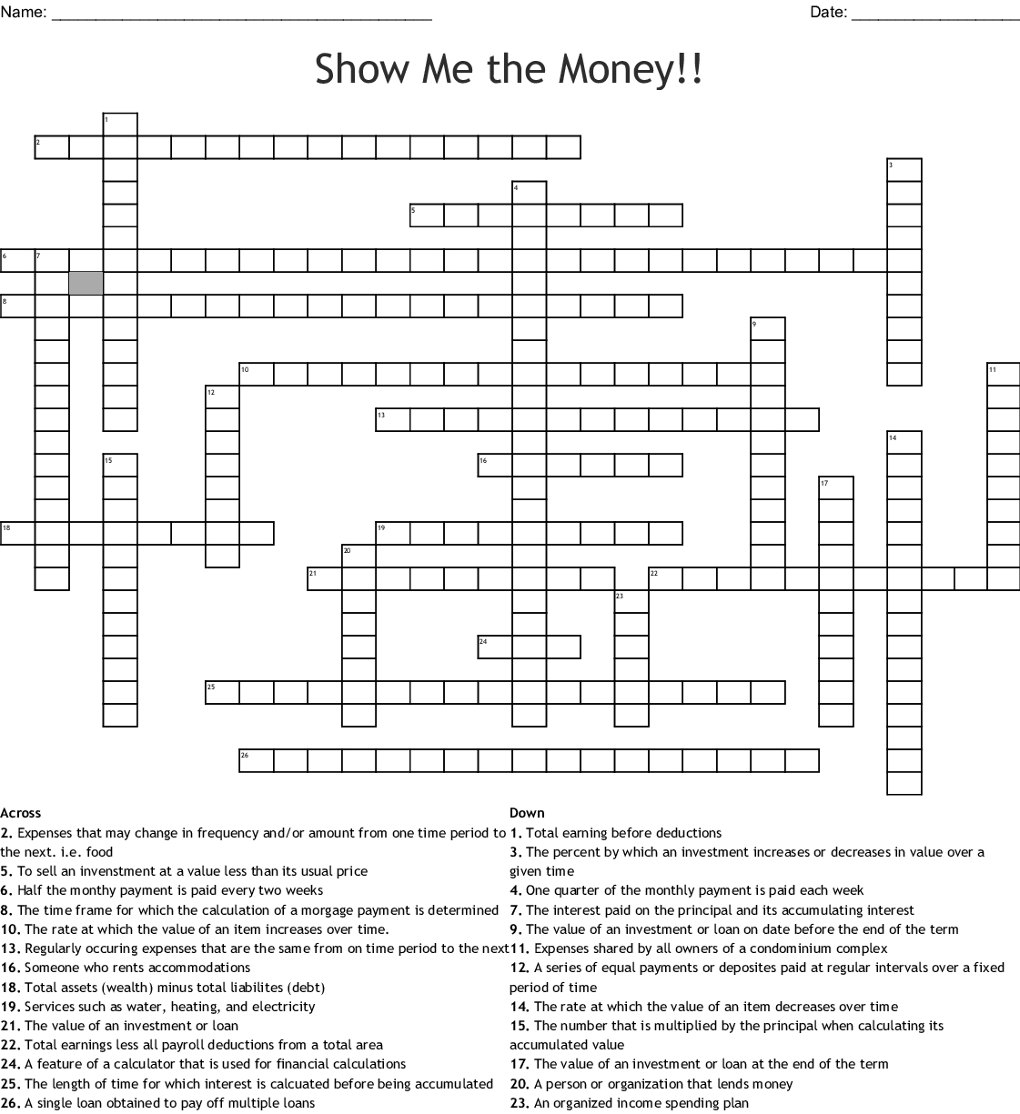 Money Word Search Puzzles Printable