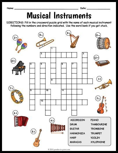 Musical Work Crossword Puzzle
