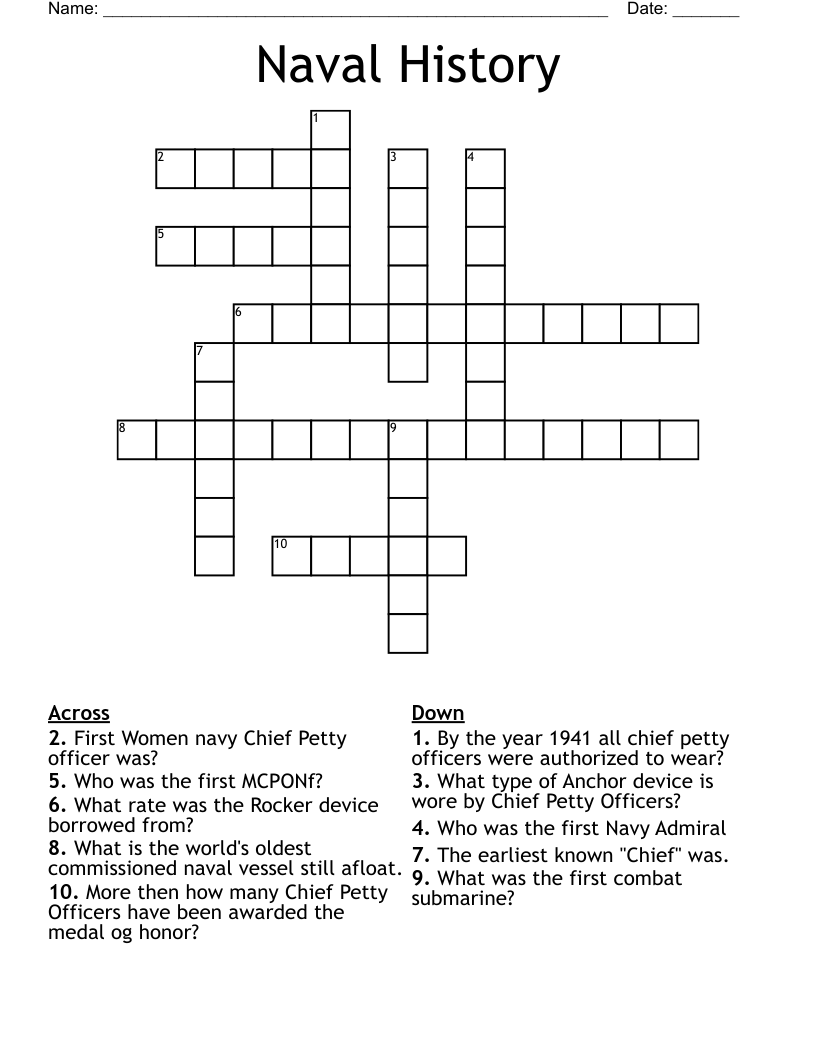 Naval History Crossword WordMint