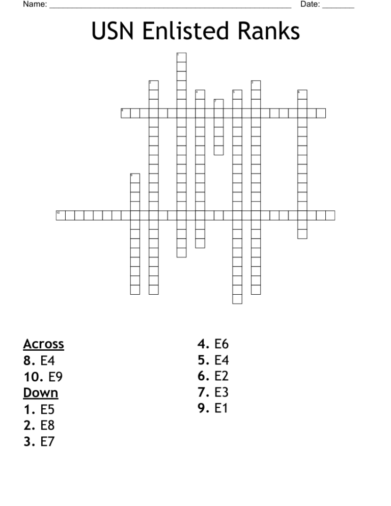 Navy Terminology Crossword Puzzle WordMint