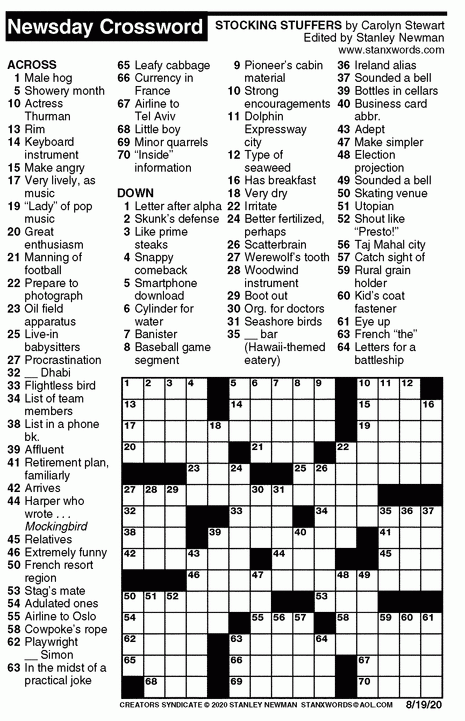 Newsday Sunday Crossword Puzzle Solution Brad Ortega s Crossword Puzzles