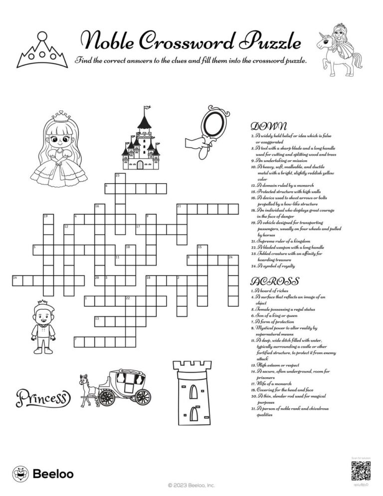 Noble Crossword Puzzle Beeloo Printable Crafts And Activities For Kids