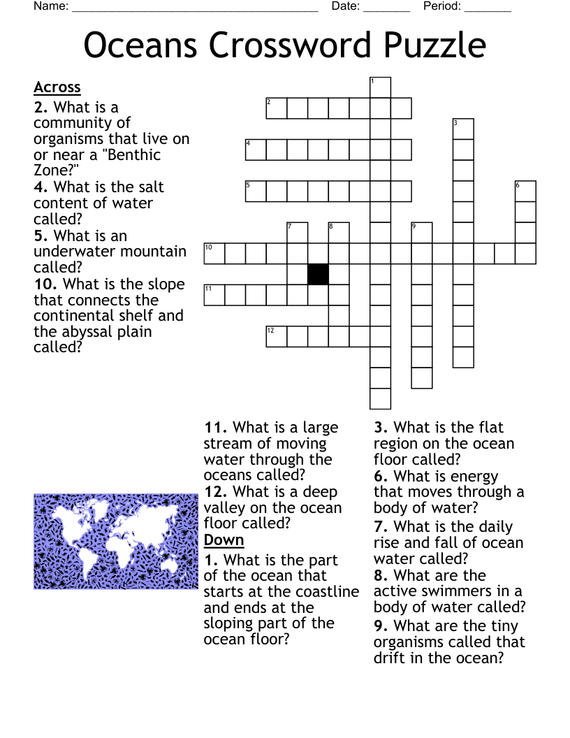 Ocean Crossword Puzzles
