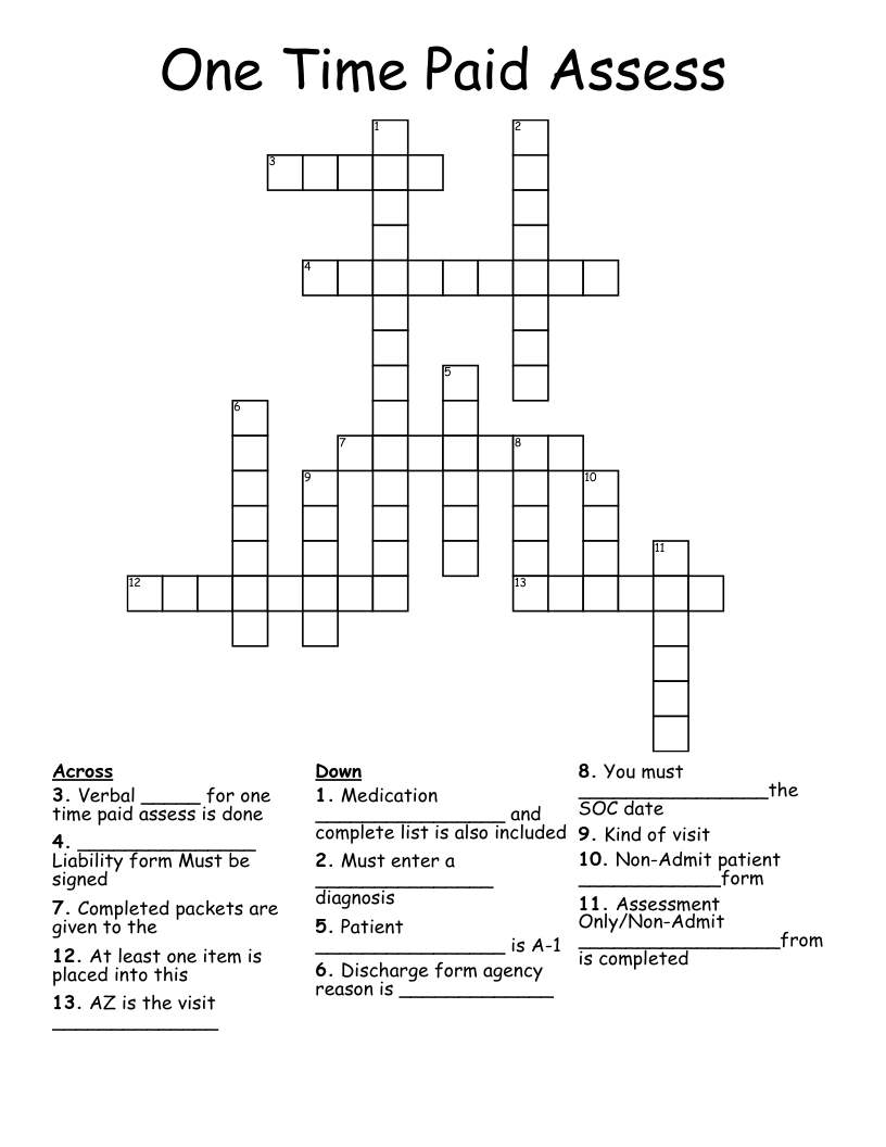 One Time Paid Assess Crossword WordMint