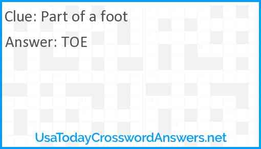 Part Of A Foot Crossword Clue UsaTodayCrosswordAnswers