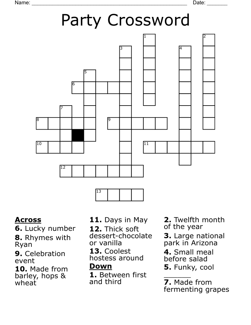 Party Crossword WordMint