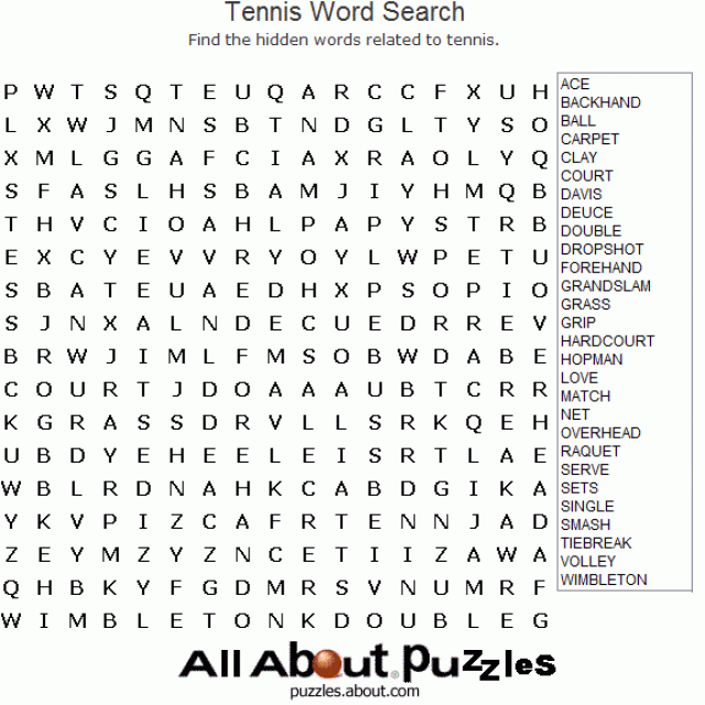 Physical Education 3 Crossword Tennis Answers