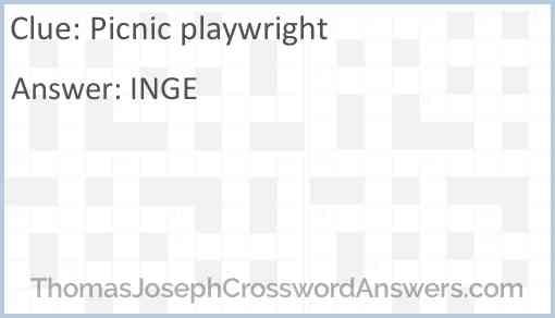  Picnic Playwright Crossword Clue ThomasJosephCrosswordAnswers