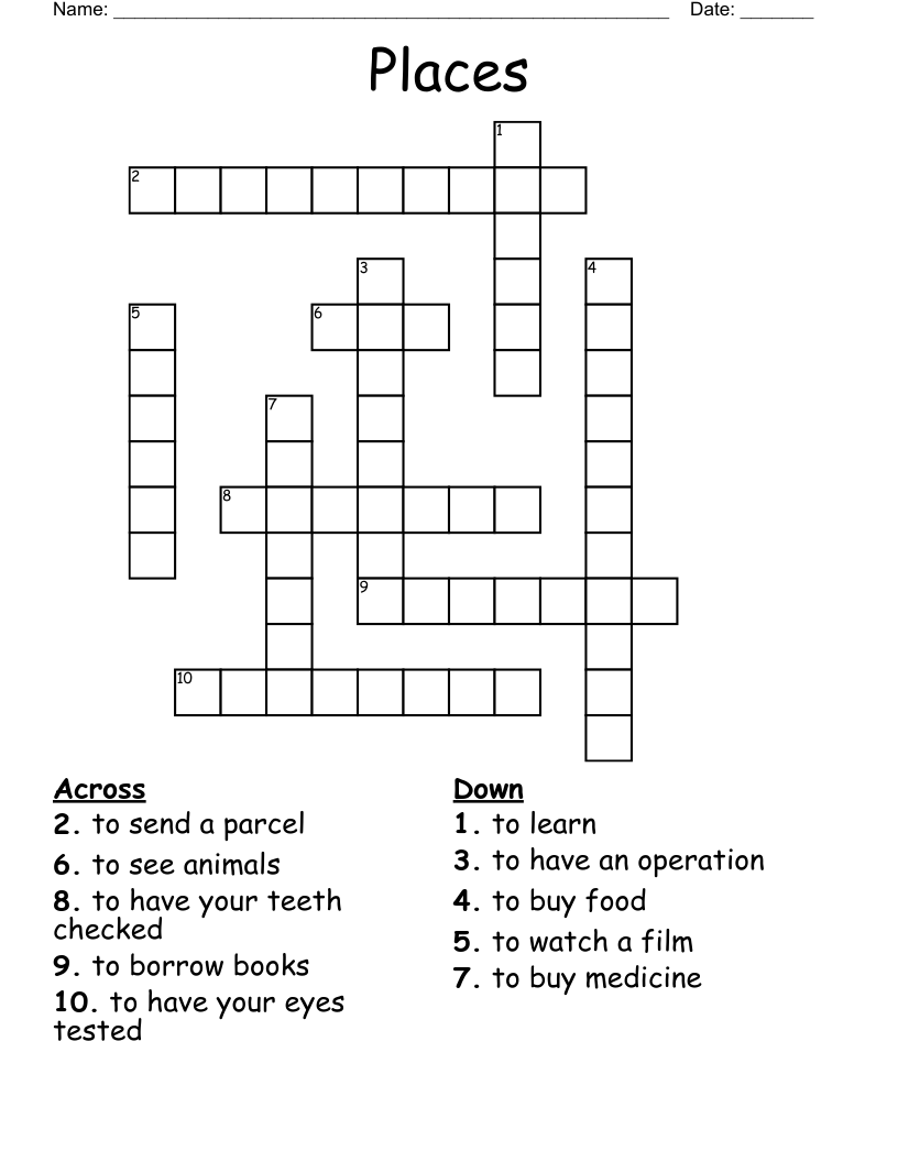 Places Crossword WordMint