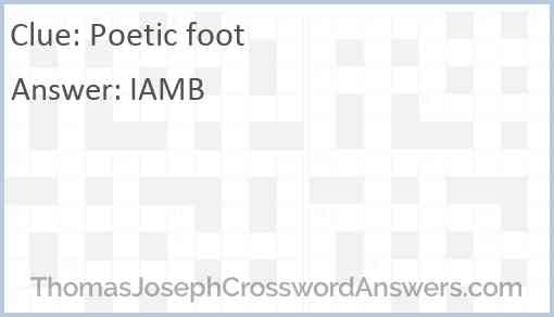 Poetic Foot Crossword Clue ThomasJosephCrosswordAnswers