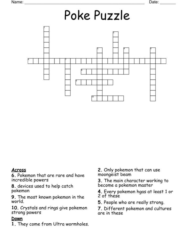 Poke Puzzle Crossword WordMint