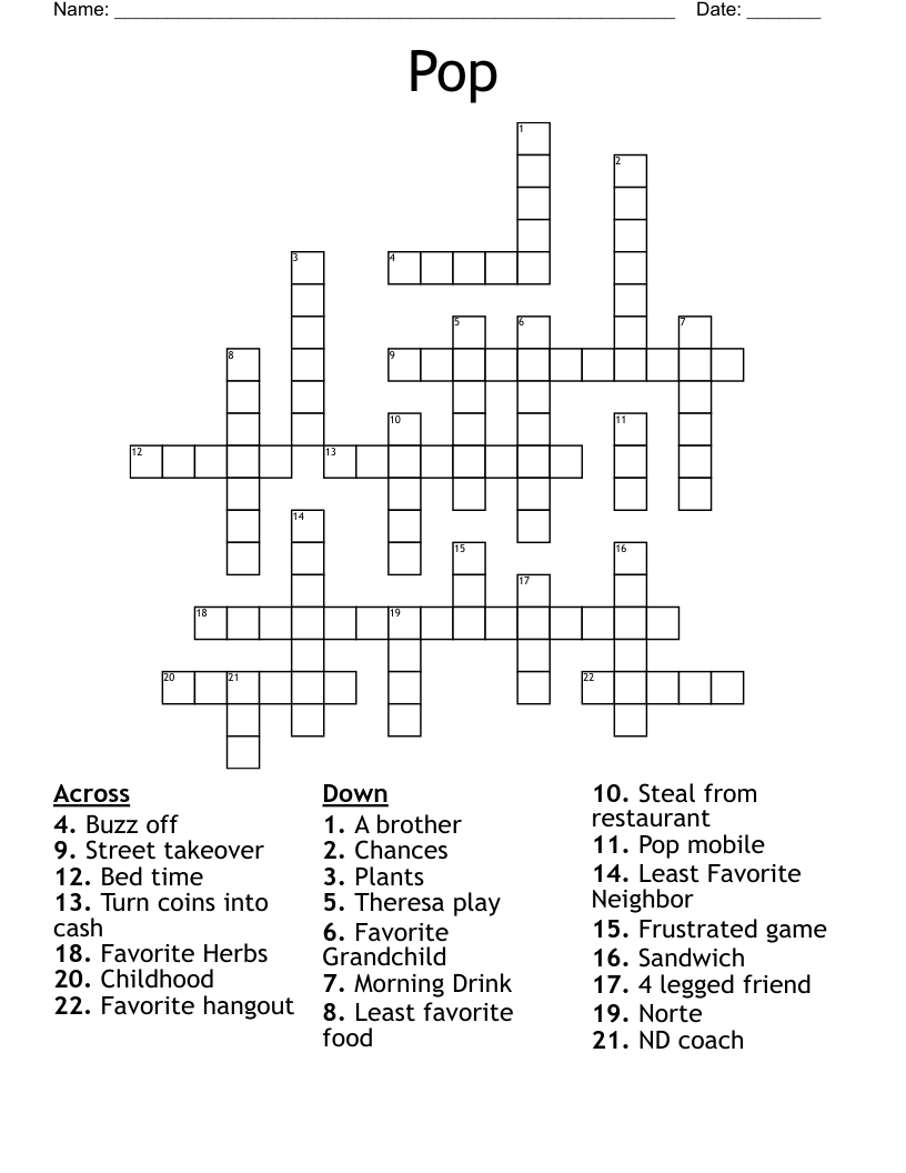 Pop Crossword WordMint