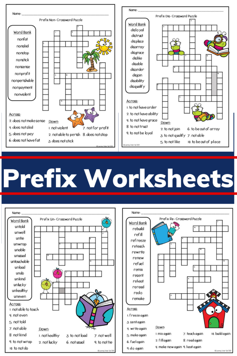 Prefix And Suffix Crossword Puzzles