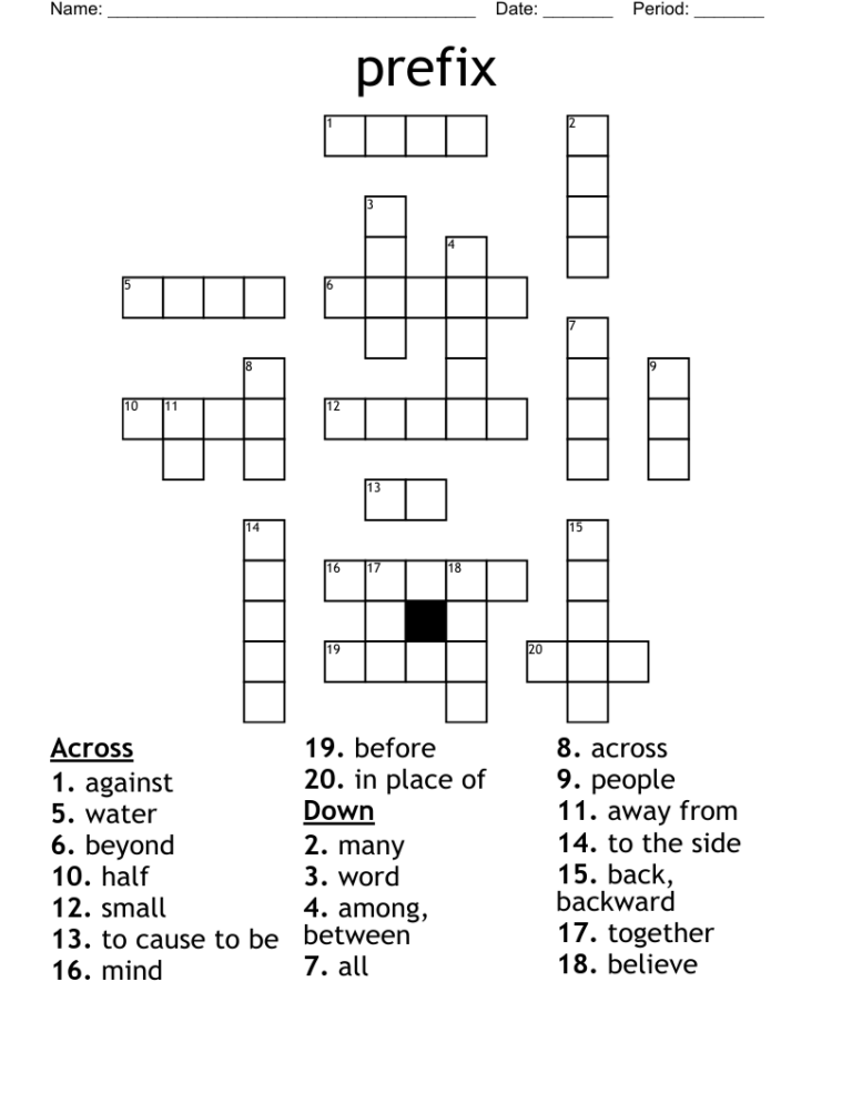 Prefix Crossword WordMint